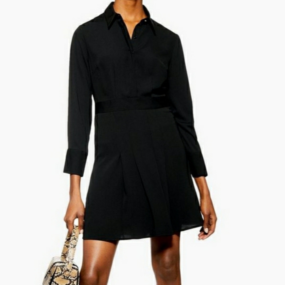 Topshop Mini Pleated Shirt Dress